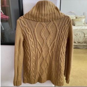 Women’s Tan Brown Oversized Turtleneck Knit Sweater Size Small